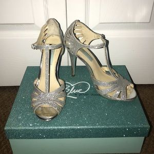 Betsey Johnson Silver Sparkle Heels